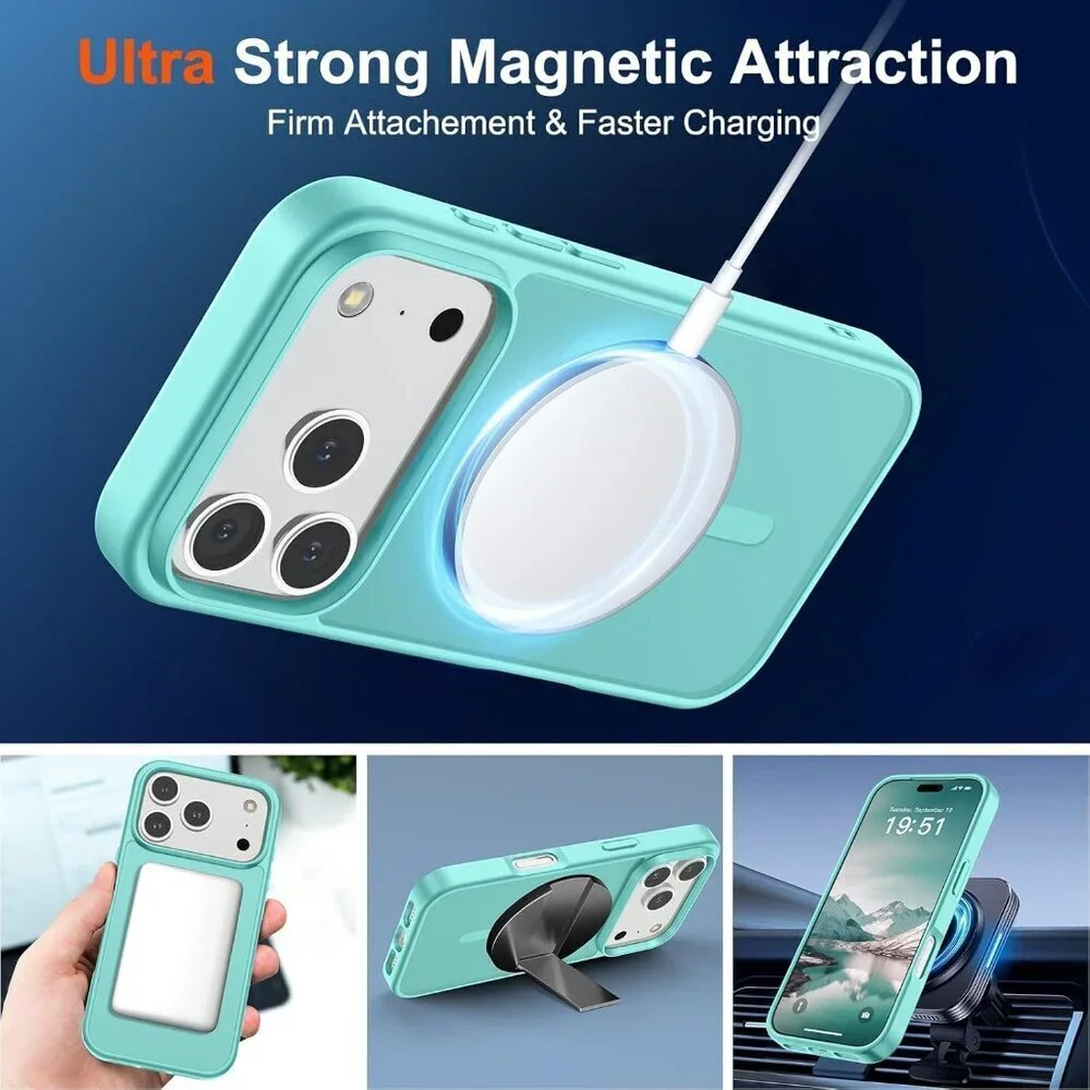 Blue Green I-phone 17 Pro Max Case Compatible Mag Safe Matte Shockproof